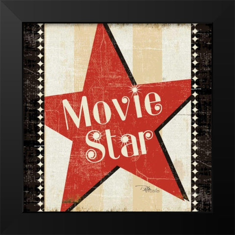 Movie Star Black Modern Wood Framed Art Print by Pela Studio