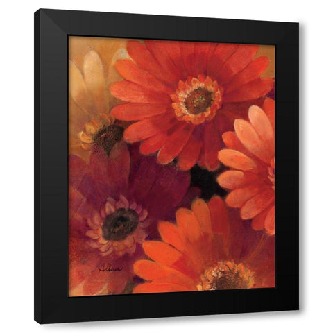 Garden of Gerberas II Black Modern Wood Framed Art Print with Double Matting by Hristova, Albena