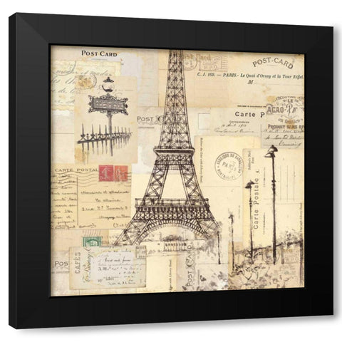 Paris Collage II Black Modern Wood Framed Art Print by Pela Studio