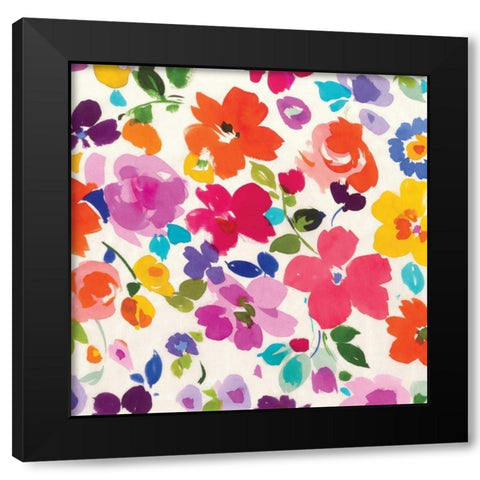 Bright Florals  I Black Modern Wood Framed Art Print by Wild Apple Portfolio