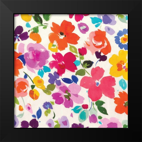 Bright Florals  I Black Modern Wood Framed Art Print by Wild Apple Portfolio