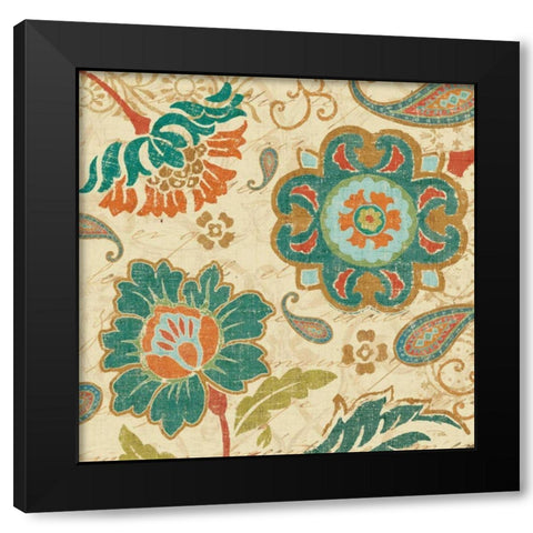 Fall Paisley III Black Modern Wood Framed Art Print with Double Matting by Pela