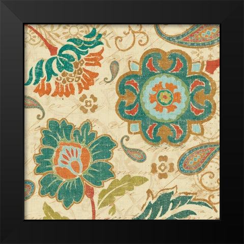 Fall Paisley III Black Modern Wood Framed Art Print by Pela