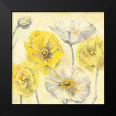 Gold and White Contemporary Poppies II Black Modern Wood Framed Art Print by Rowan, Carol