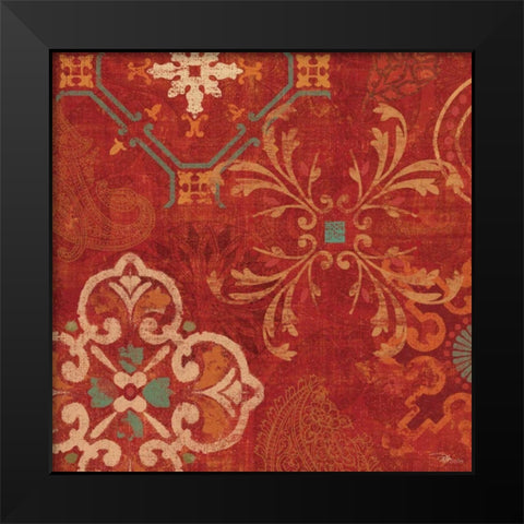 Crimson Stamps II Black Modern Wood Framed Art Print by Pela Studio