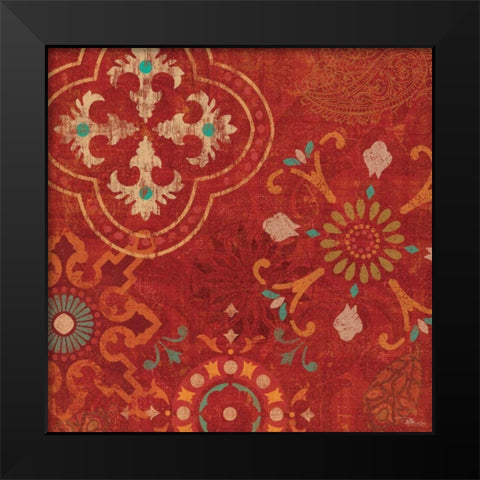 Crimson Stamps III Black Modern Wood Framed Art Print by Pela Studio