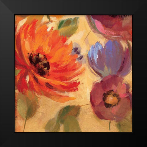 Vivid Flowers Crop II Black Modern Wood Framed Art Print by Vassileva, Silvia
