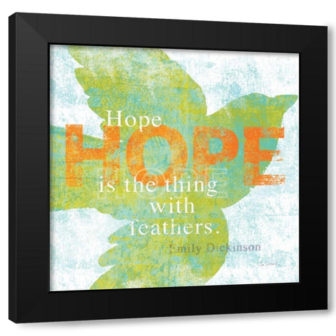 Letterpress Hope Black Modern Wood Framed Art Print with Double Matting by Schlabach, Sue