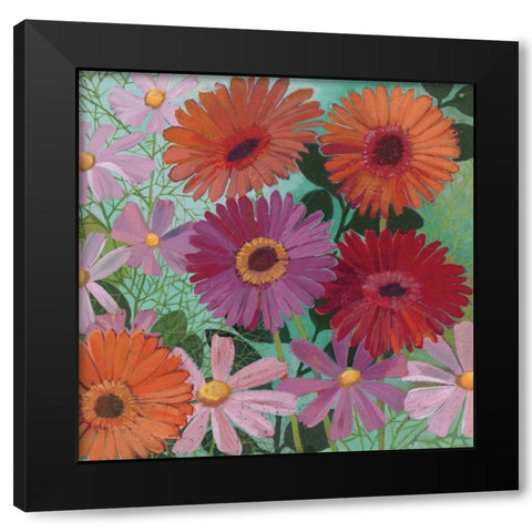 Cosmos and Gerberas I Black Modern Wood Framed Art Print by Lovell, Kathrine