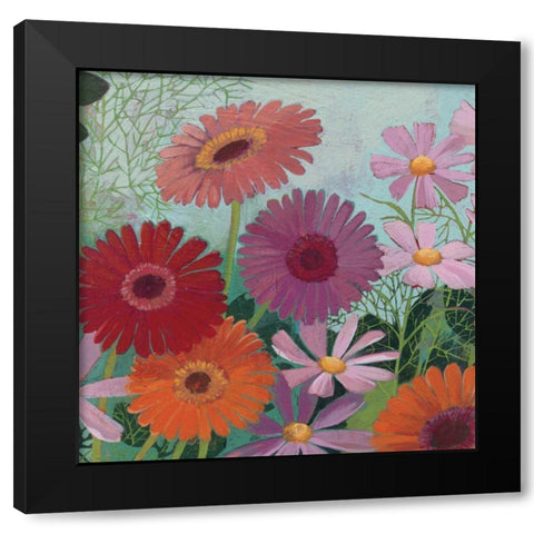 Cosmos and Gerberas II Black Modern Wood Framed Art Print with Double Matting by Lovell, Kathrine