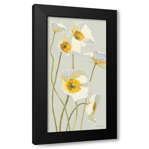 White on White Poppies Panel I Black Modern Wood Framed Art Print by Novak, Shirley