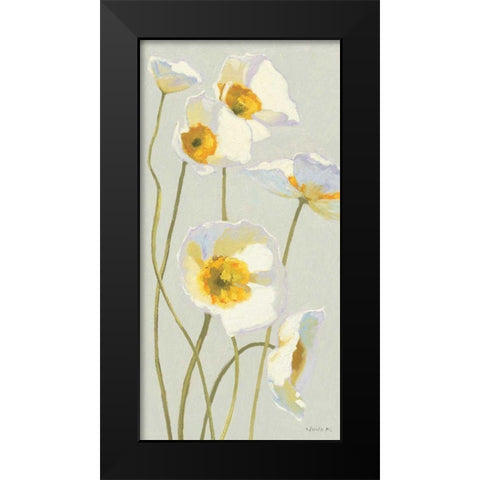 White on White Poppies Panel I Black Modern Wood Framed Art Print by Novak, Shirley