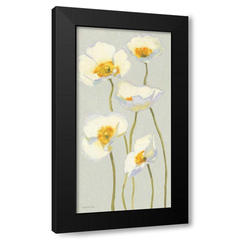 White on White Poppies Panel II Black Modern Wood Framed Art Print by Novak, Shirley