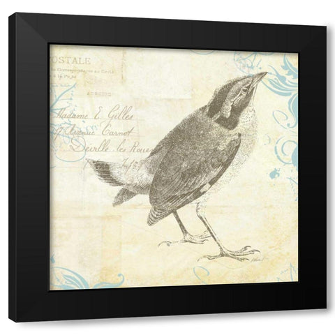 Engraved Birds I Black Modern Wood Framed Art Print by Pertiet, Katie