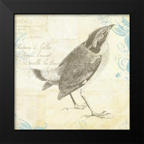 Engraved Birds I Black Modern Wood Framed Art Print by Pertiet, Katie