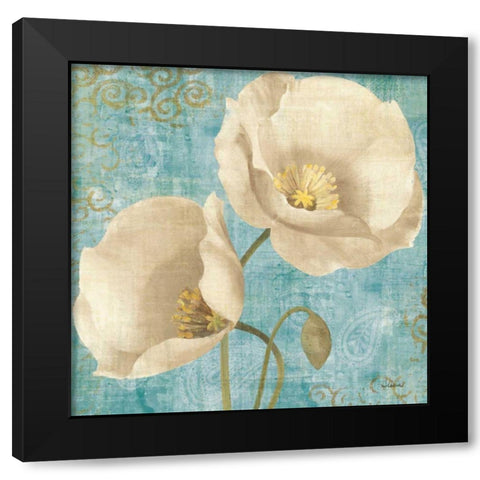 Rich Poppies on Paisley Black Modern Wood Framed Art Print with Double Matting by Hristova, Albena