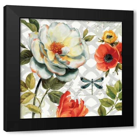 Floral Story II on Grey Black Modern Wood Framed Art Print by Audit, Lisa