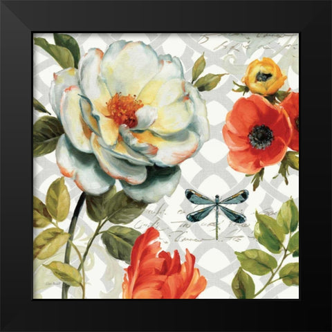 Floral Story II on Grey Black Modern Wood Framed Art Print by Audit, Lisa