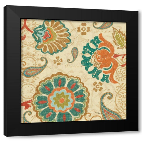 Fall Paisley II Black Modern Wood Framed Art Print with Double Matting by Pela