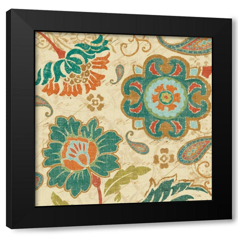 Fall Paisley III Black Modern Wood Framed Art Print with Double Matting by Pela