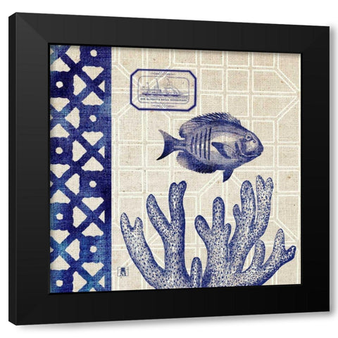 Sea Shore Square I Black Modern Wood Framed Art Print with Double Matting by Studio Mousseau