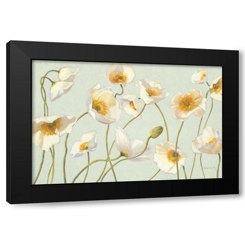 White and Bright Poppies Black Modern Wood Framed Art Print with Double Matting by Novak, Shirley