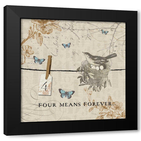 Words that Count IV Black Modern Wood Framed Art Print by Pela