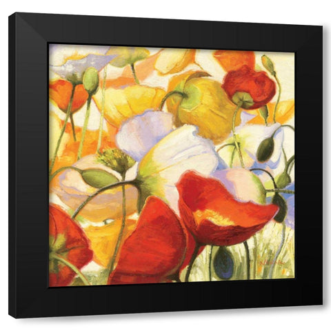 Poppies Up Close Black Modern Wood Framed Art Print with Double Matting by Novak, Shirley