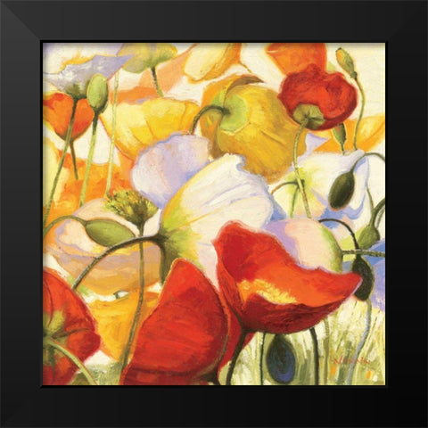 Poppies Up Close Black Modern Wood Framed Art Print by Novak, Shirley