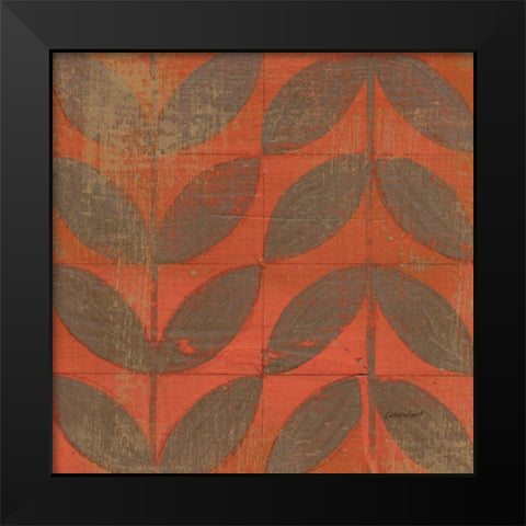 Orange Gold Leaves Black Modern Wood Framed Art Print by Lovell, Kathrine