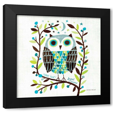Night Owl I Square Black Modern Wood Framed Art Print by Mullan, Michael