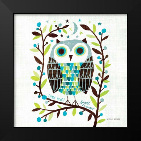 Night Owl I Square Black Modern Wood Framed Art Print by Mullan, Michael