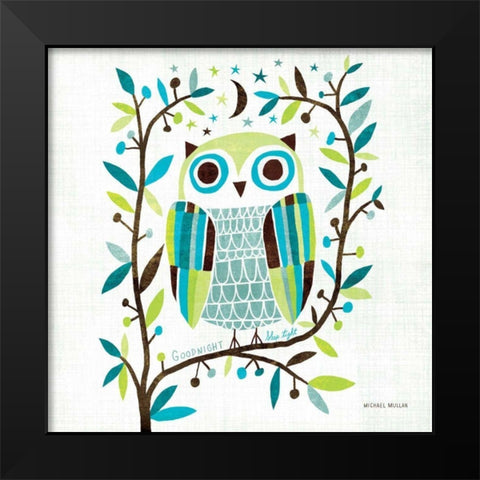 Night Owl II Square Black Modern Wood Framed Art Print by Mullan, Michael