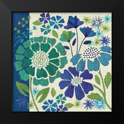 Blue Garden I Black Modern Wood Framed Art Print by Charron, Veronique