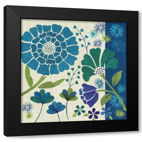 Blue Garden II Black Modern Wood Framed Art Print by Charron, Veronique