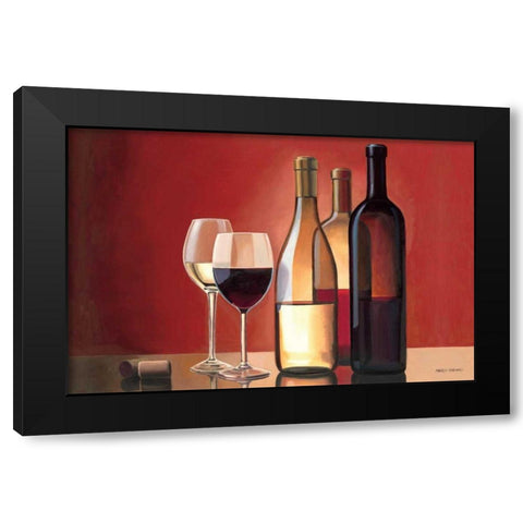 Wine Trio Black Modern Wood Framed Art Print with Double Matting by Fabiano, Marco