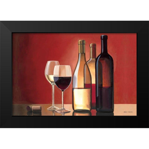 Wine Trio Black Modern Wood Framed Art Print by Fabiano, Marco