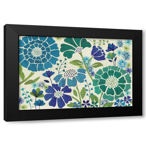 Blue Garden Black Modern Wood Framed Art Print with Double Matting by Charron, Veronique