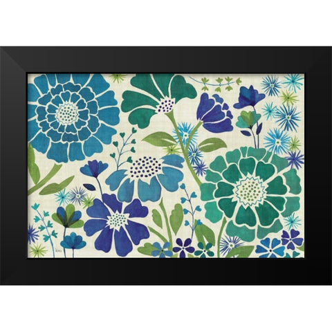 Blue Garden Black Modern Wood Framed Art Print by Charron, Veronique