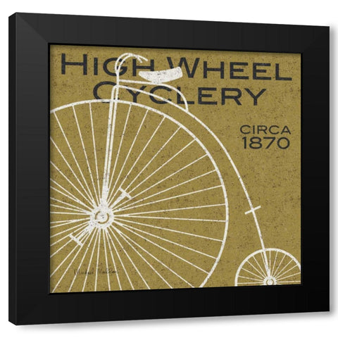 High Wheel Cyclery Black Modern Wood Framed Art Print with Double Matting by Mullan, Michael