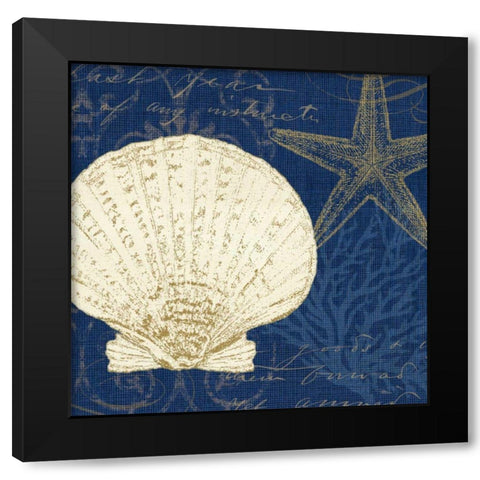 Coastal Moonlight II Teal Black Modern Wood Framed Art Print with Double Matting by Pela Studio