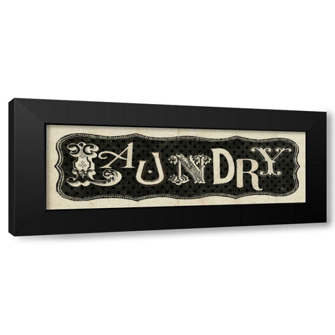 Room Signs I - Laundry Black Modern Wood Framed Art Print with Double Matting by Pela Studio