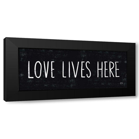 Love Lives Here Black Modern Wood Framed Art Print by Mullan, Michael