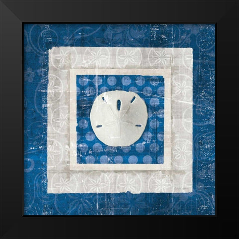 Sea Shell I on Blue  Black Modern Wood Framed Art Print by Aldrich, Belinda