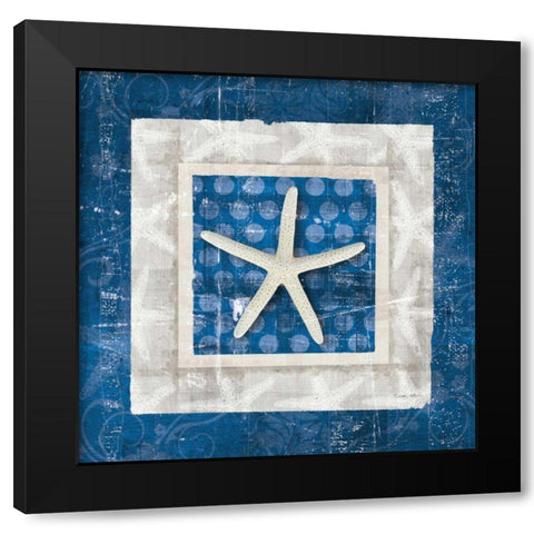 Sea Shell IV on Blue  Black Modern Wood Framed Art Print by Aldrich, Belinda