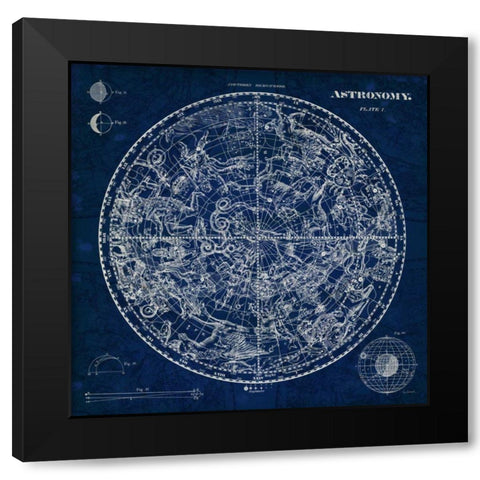 Celestial Blueprint Black Modern Wood Framed Art Print with Double Matting by Schlabach, Sue