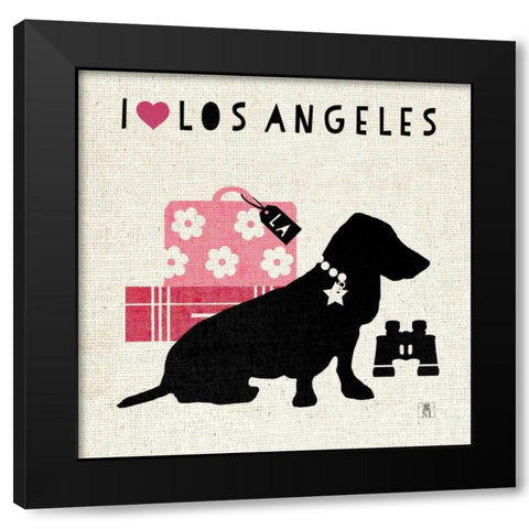 LA Pooch Black Modern Wood Framed Art Print with Double Matting by Studio Mousseau