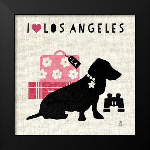 LA Pooch Black Modern Wood Framed Art Print by Studio Mousseau