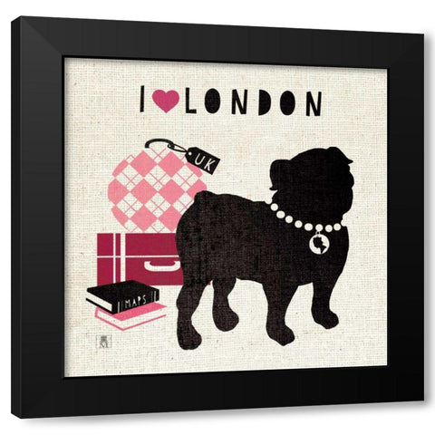 London Pooch Black Modern Wood Framed Art Print with Double Matting by Studio Mousseau