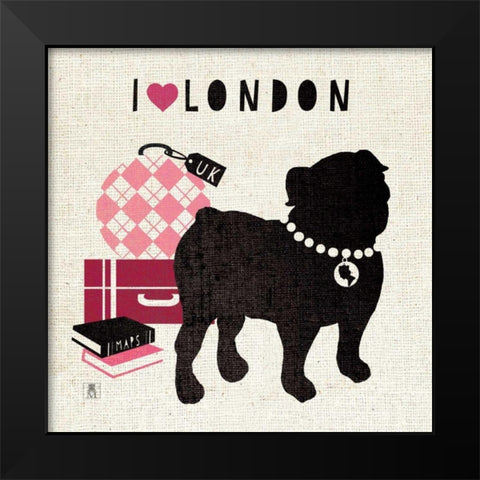 London Pooch Black Modern Wood Framed Art Print by Studio Mousseau